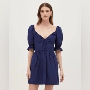 Hill House Ophelia Dress Navy Large NWT Puff Sleeve